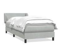 Terciopelo suave colchón muelles ensacados base tapizada gris 90x220 cm | Cama box spring con colchón de muelles ensacados terciopelo gris claro 90x220 cm somier con cabecero ajustable y topper
