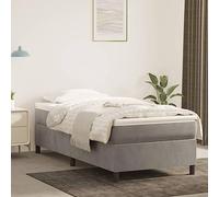 Terciopelo suave colchón muelles ensacados somier gris 203x100x35 cm | Cama Box Spring 100x200 con Colchón de Muelles Ensacados Terciopelo Gris Claro y Cubrecolchón Incluido, Base con Sommier y