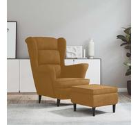 Terciopelo suave con taburete reposapiés modelo clásico marrón 55 x 54 5 x | Sillón orejero y taburete de terciopelo marrón con reposabrazos, butaca lounge ergonómica con otomana a juego, asiento