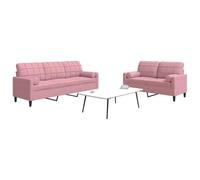 Terciopelo suave estructura de metal diseño elegante 137 x 77 x 80 cm rosa | Juego de sofás con cojines 2 piezas terciopelo rosa, sala estar moderno, sillón esquinero reclinable mullido con otomanas,