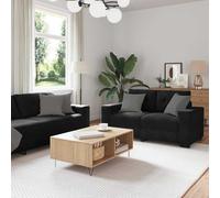 Terciopelo Transpirable Sala Estar Moderna 3 Piezas Negro 221x80x80 cm | Juego de Sofá 3 uds. Negro Terciopelo Sala Moderna con Sillón y Sofás 2+3 Plazas para Sala de Estar, Resistente y