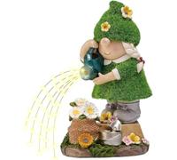 TERESA'S COLLECTIONS Gardeh Adornos para exteriores, encantadores gonks de riego con luces solares, serie Family Gonks, adornos de resina impermeable, para interiores y exteriores, 20,5 cm