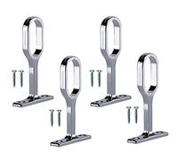 TERF® Soporte ovalado de cromo pulido para barra de cortina de 30 mm, montaje en techo y pared, soporte ovalado para armario, barra de cortina de ducha, soporte de tubo con fijación, paquete de 4