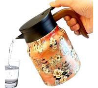 térmica - Jarra de café aislada de 1 litro con infusor de té y colador integrados, jarra al vacío de acero inoxidable para mantener las bebidas calientes o frías, frasco floral retro para el