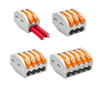 Terminal enchufable rápido compacto para conectores de cables, dispositivo paralelo de módulo de cableado doméstico naranja terminal de 30/50/100 piezas KV222-214T