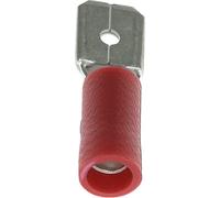 Terminal rojo plano preaislado macho reforzado en caja, 6,35 mm x 0,8 mm, 0,3 a 1,5 mm2, lote de 100
