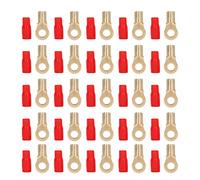 Terminales de anillo para cable de batería, 25 unidades, conectores de cobre puro de calibre 6 y 8 mm, resistentes, con tubo termorretráctil para cajas de conexiones, aplicaciones
