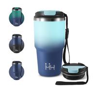 Termo 600ml, Taza de Café para Llevar, Termo de Acero Inoxidable con Doble Pared Aislante, Reutilizables, sin BPA, Taza Térmica Portátil de Doble Pared con Tapa, para Ciclismo, Oficina, Café, Gym