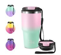 Termo 600ml, Taza de Café para Llevar, Termo de Acero Inoxidable con Doble Pared Aislante, Reutilizables, sin BPA, Taza Térmica Portátil de Doble Pared con Tapa, para Ciclismo, Oficina, Café, Gym