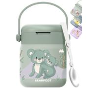 Termo de comida infantil inox 500 ml (Koala - Verde) | Hermético, doble pared aislante, cuchara plegable en la tapa y asa de transporte - para el cole, la guardería y excursiones