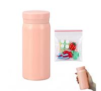 Termo Pequeño 200ml Botella Térmica de Acero Inoxidable para Café y Agua, Mini Termo de Bolsillo Portátil con Pegatinas 3D, Diseño Hermético y Compacto para Viaje, Oficina y Bolso, Rosa