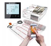 Termofol Set de alfombra térmica con termostato WiFi negro - Calefacción eléctrica de suelo para baño, sala de estar, cocina - Película de calefacción con potencia de calentamiento 150W/m²