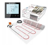 Termofol Set de estera calefactora con termostato H1 negro - calefacción eléctrica por suelo radiante para baño, salón, cocina - lámina calefactora con potencia de calefacción 150 W/m2 - superficie