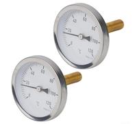 Termómetro bimetálico de rosca de 1/2 pulgada con cuerpo de acero inoxidable y funda de cobre para aplicaciones de calefacción de agua caliente y vapor