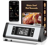 Termometro Cocina, 243M Bluetooth Termometro Digital Cocina Inalámbrico con Aplicación, IP67 a Prueba de Agua Meat Thermometer Con pantalla LCD, Función de Alarma, Ideal para Parrilla, Horno, BBQ