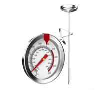 Termómetro de acero inoxidable para freír con pantalla de temperatura de doble escala y clip seguro para una colocación estable en utensilios de cocina de varios tamaños (23 cm)