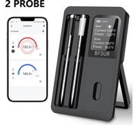 Termómetro de carne Bluetooth inalámbrico AIORBER con 2 sondas, control mediante aplicación, pantalla LCD, resistente al agua (IP67), color
