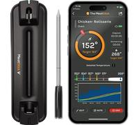 Termómetro de carne Bluetooth sin cables: resistente al calor hasta 649 °C (1200 °F), alcance ilimitado, precisión de 0,2 °C (0,4 °F) para parrillas, hornos, ahumadores y freidoras de aire