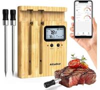 Termómetro de carne inalámbrico con 2 sondas y control a través de la aplicación – Alcance Bluetooth de 150 metros, ideal para la cocina y la barbacoa
