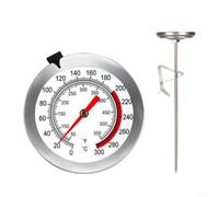 Termómetro de cocina de alta sensibilidad, sonda de acero inoxidable, medidor de temperatura de aceite para cocina, hornear, freír, pantalla transparente plateada (20 cm)