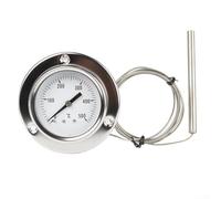 Termómetro de horno con sonda de acero inoxidable, calibre 0-500 °C para calderas, hornos tostadores, estufas de leña y parrillas, pirómetro industrial (tipo brida)