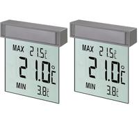 Termómetro de ventana digital TFA Dostmann Vision, 30.1025, pantalla grande con temperatura exterior, L 97 x An 22 x Al 105 mm (Paquete de 2)
