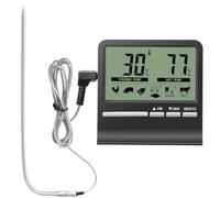 Termómetro digital de cocina, sonda de temperatura de alimentos de carne con temporizador, alambre de acero inoxidable 304 para horno, barbacoa, hornear, freír, Fahrenheit (negro)