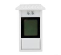 Termómetro digital Max Min con pantalla LCD grande para invernadero, jardín, pared interior, exterior, monitoreo de temperatura ambiente, impermeable, IP45, funciona con pilas (blanco)