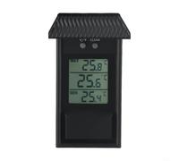 Termómetro digital Max Min para invernadero de jardín, uso en interiores y exteriores, monitor de temperatura ambiente montado en la pared con interruptor Celsius y Fahrenheit, color blanco (negro)