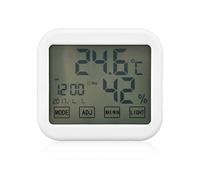 Termómetro digital Pantalla LCD táctil inteligente Registrador de temperatura y humedad con función de despertador para el hogar, sala de estar, dormitorio,