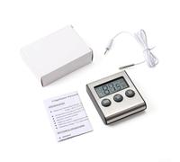 Termómetro digital para frigorífico con alarma, pantalla LCD, grabación máxima/mínima, sonda de acero inoxidable para frigorífico y congelador, -50 °C a 70 °C, montaje magnético