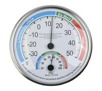 Termómetro higrómetro analógico para interior y exterior, medidor de temperatura y humedad con indicador de confort, diámetro de 13 cm, color blanco, para control climático en casa, oficina e