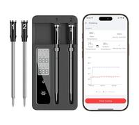 Termómetro inalámbrico inteligente para carne con sondas duales, combo Bluetooth y WiFi, monitoreo remoto y alertas inteligentes para barbacoa, parrilla, ahumador, horno, freidora de aire