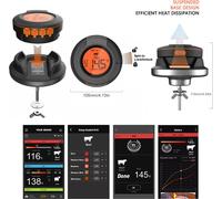 Termómetro inalámbrico para carne con 2 sondas, alcance de 50 metros, control por Bluetooth 4.2 y aplicación, resistente al agua (IP64). Termómetro inteligente para ahumadores, hornos y parrillas de b