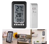 Termómetro inalámbrico para interiores y exteriores con reloj Max Min Records Monitor de temperatura digital para el jardín en casa