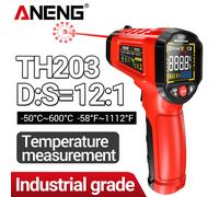 Termómetro Infrarrojo TH203 con Emisividad Ajustable, Temperatura sin Contacto 50 ° C~600 ° Pirómetro C, Higrómetro IR, Uso Industrial y Doméstico TH203 Red