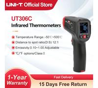 Termómetro infrarrojo UNI-T UT306S UT306C medidor de temperatura Digital láser Industrial sin contacto probador de pistola de temperatura-50-500 UT306C