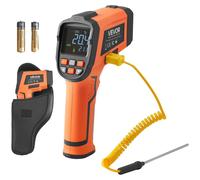 Termómetro infrarrojo VEVOR, rango de -30°C a 1600°C, medidor de temperatura IR digital con pantalla LCD, termopar tipo K y doble láser. Pistola de medición de temperatura sin contacto para cocina e i