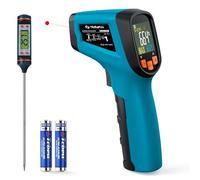 Termometro Infrarrojos Laser Digital sin Contacto con Emisividad Ajustable, Ideal para Cocina, BBQ y Congelador | Incluye Termómetro de Carne (50°C~600°C（termómetro de carne incluido）