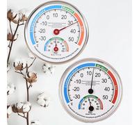 Termómetro redondo, Sensor mecánico, Sensor de temperatura interior, puntero interior y exterior, termómetro Celsius, higrómetro Type 1