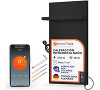 Termoplaza Toallero Eléctrico WiFi Baño Infrarrojo 270 Vatios hasta 7m2 - Radiador Eléctrico Bajo Consumo - Infrarrojo Calefacción - Radiador Toallero Negro - Calefactor Bajo Consumo