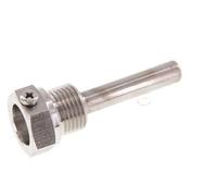 Termopozo de acero inoxidable G 1/2 pulg. fijado con pernos para vástago de 63 mm Máx. 600°C y 25 bares