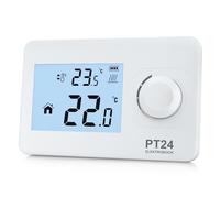 Termostato de Ambiente ELEKTROBOCK PT24 con Pantalla LCD | Termostato de Pared Apto para Todo Tipo de calderas | Alimentación por Pilas (2 x AAA) | No Requiere programación