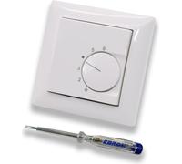 Termostato de ambiente RTR-5510rg con marco, color blanco alpino, incluye detector de fase
