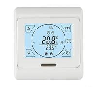 Termostato de pantalla táctil para sistemas de calefacción por suelo radiante, modelo blanco programable con sensores integrados y externos, mecanismo de seguridad de temperatura (3 A)