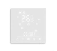 Termostato de suelo WiFi compatible con Tuya, controlador de temperatura bajo el suelo con pantalla de humedad, pantalla táctil, control remoto de aplicación, gestión de grupo, color blanco, 88 x 88
