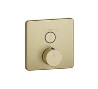 Termostato Gessi Hi-Fi listo para montar con botón de encendido/apagado. 1 vía, montaje en pared, 38717727, Color: Latón cepillado PVD