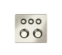 Termostato Gessi Hi-FI listo para montar con botón de encendido/apagado, 3 vías, ducha de lluvia y teleducha, para montaje en pared, 65234720, Color: NÃquel PVD