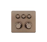 Termostato Gessi Hi-FI listo para montar con botón de encendido/apagado, 3 vías, ducha de lluvia y teleducha, para montaje en pared, 65234708, Color: PVD cepillado de cobre