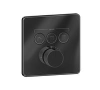 Termostato Gessi Hi-Fi listo para montar con botón de encendido/apagado. 3 vías, montaje en pared, 38719706, Color: PVD negro metálico